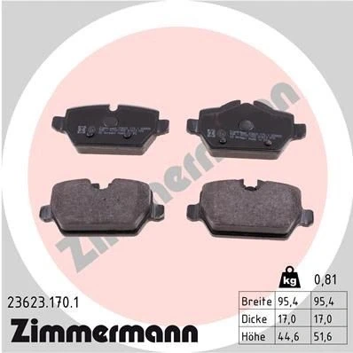 Imagen de ZIMMERMANN 23623.170.1 Juego de pastillas freno preparado para indicador desgaste Foto correspondiente a la entrega, sin accesorios BMW: 3 Berlina