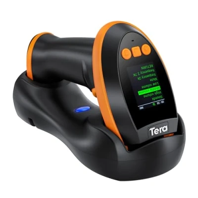 Imagen de Tera Escáner de código Barras con Pantalla Ajuste Digital y Teclado, versión Profesional, Velocidad escaneo Extra rápida, Funciona Bluetooth 2.4G inalámbrico USB Cable 1D 2D QR