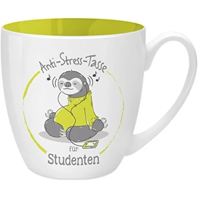 Imagen de Sheepworld GRUSS &amp; CO Taza antiestrés con diseño de estudiantes, 45 cl, hueso Nueva China, regalo para él 45500