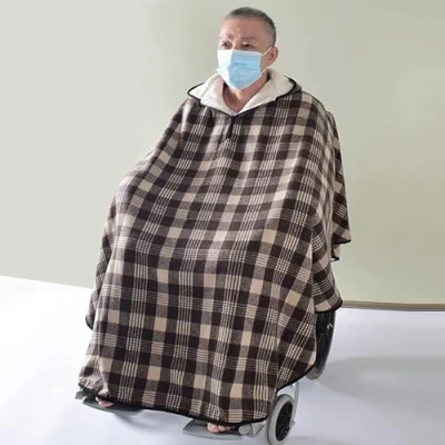 Imagen de Manta para Calentador De Silla Ruedas, Poncho Invierno con Forro Polar Y Capucha, Ruedas Adultos, Cálido Mujeres Hombres