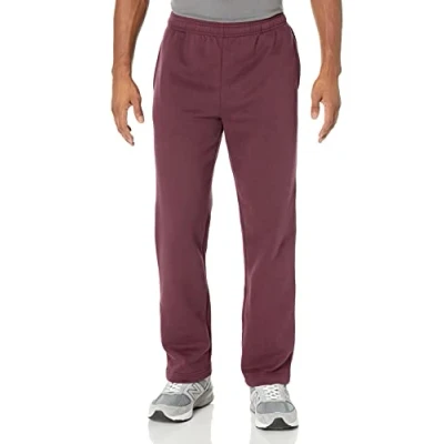 Imagen de Amazon Essentials Pantalones Deportivos de Forro Polar con Parte Inferior Abierta (Disponibles en Tallas Grandes y Largos Especiales) Hombre, Burdeos, M