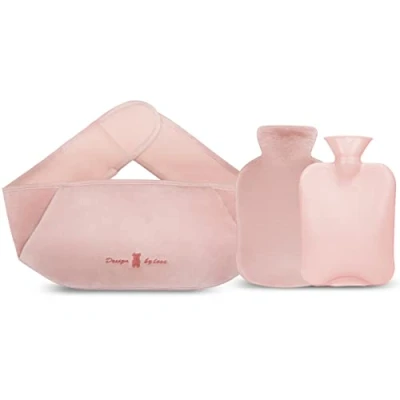 Imagen de Botella de Agua Caliente 3 In 1, Bolsa Goma con Cubierta Cintura Suave, Prueba Fugas y Duradera, para Cuello Hombro, Espalda, Piernas, Cálida (Rosa, 1.2L)
