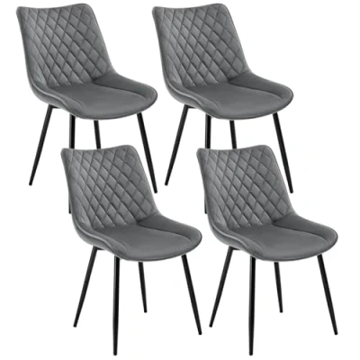 Imagen de WOLTU Sillas de Comedor Pack 4, Cocina Tapizadas en Terciopelo, Ergonómicas con Respaldo para Salón y Dormitorio, Estilo Nórdico, Patas Metal, Gris Oscuro, BH209dgr 4