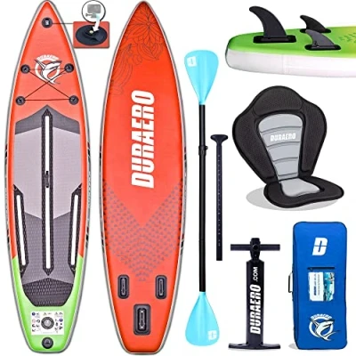 Imagen de Tabla Paddle Surf Hinchable, Stand Up Board de Premium con Asiento Kayak, Soporte para cámara, Remo Doble y Juego Completo Accesorios, 330x76x15cm, hasta 150kg, Rojo