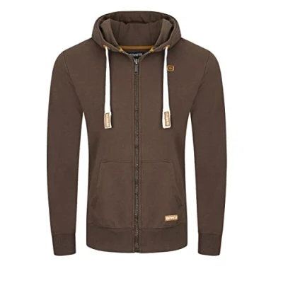 Imagen de riverso RIVNoah Sudadera de algodón con capucha y cremallera para hombre, básica, lisa (tallas S, M, L, XL, 2XL, 3XL, 4XL, 5XL), color negro, Marrón oscuro (21400), XL