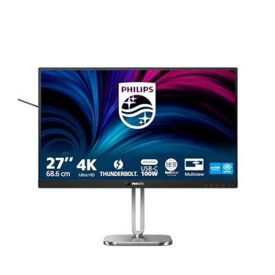 Imagen de Philips 27B2U6903 Monitor Ultra HD de 27 Pulgadas, Altura Ajustable, Altavoces (3840x2160, 60 Hz, 2X HDMI, DisplayPort, Thunderbolt 4, RJ45, USB HUB) Negro Gris