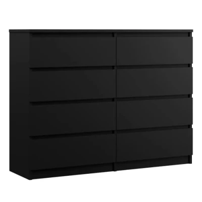 Imagen de 3E 3xE living.com Cómoda 8 cajones 120 cm, Color: Negro Mate, L: P: 39 A: 102 cm
