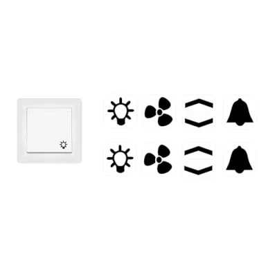 Imagen de Juego de pegatinas para interruptor con flechas y campanas ventilador (RP 25/1) (10 mm, símbolos negros)