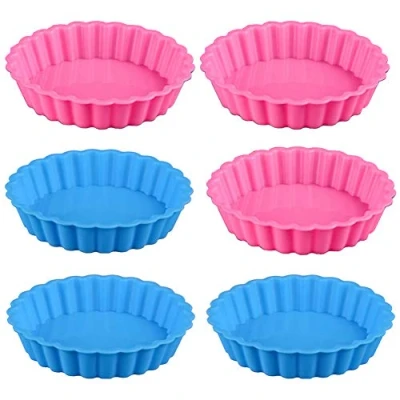 Imagen de SUNSK Molde de Silicona para Tartas Moldes Redondos Antiadherente Quiche Silicone Cake Molds Hornear Pasteles y Repostería 6 Piezas