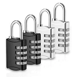 Imagen de Xespis 4 Piezas Candado Combinacion, Cerradura de Combinación Dígitos, Taquilla, Maleta Aleación Zinc, Impermeable, para Gimnasio, Escolar, Cobertizo, Jardín(Plata,Negro)