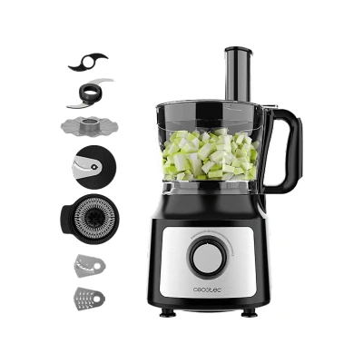 Imagen de Procesador de alimentos Cecotec Comino 1000, 1000 W, 2 L, velocidades, Modo Pulse, Acabados en inox, 7 accesorios, Back