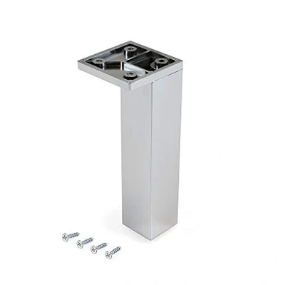 Imagen de Emuca Patas para mueble, pies de plástico muebles color cromado, Lote con tornillos montaje, varios modelos (H 140mm Esquina (lote 4 un), Cromado)