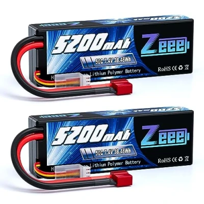 Imagen de Zeee 2S Lipo Batería 5200mAh 7.4V 50C RC con Deans T Connector para Evader Bx Auto Car Truck Truggy Hobby (2 Paquetes)