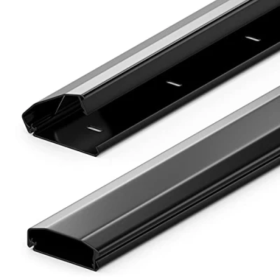 Imagen de deleyCON Canaleta Universal para Cables y Líneas Aluminio de Primera Calidad Longitud 100cm Ancho 6cm Altura 2cm Negro