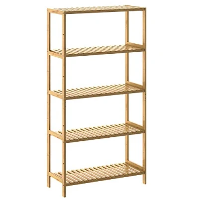Imagen de CASARIA Estantería de Bambú para Baño Librería Organizador 5 Estantes 130x60x26cm Plantas Balcón