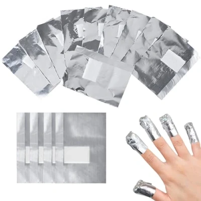 Imagen de Yoezuo 200 piezas Quitaesmalte de Papel Aluminio, Almohadilla para Quitar Esmalte Uñas, Herramienta Conveniente Uñas con Toallitas Algodón Sin Pelusas