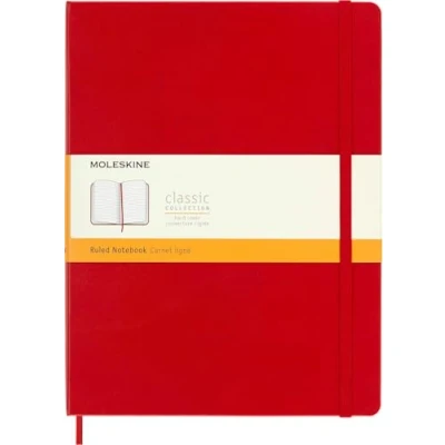 Imagen de Moleskine Cuaderno Clásico con Hojas Rayadas, Tapa Dura y Cierre Elástico, Color Rojo Escarlata, Tamaño Extra Grande 19 x 25 cm, 192