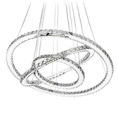 Imagen de PEARMON LAMPARA LED 3 AROS CRISTAL DIAMANTES (BLANCO CALIDO)
