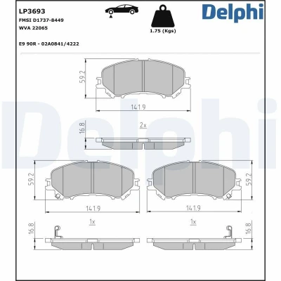 Imagen de DELPHI LP3693 Juego de pastillas freno con avisador acústico desgaste sin chapa antichirridos accesorios NISSAN: Qashqai 2, X Trail