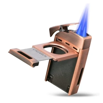Imagen de Encendedor de butano a Prueba Viento con Velas Cortador for Uso en Exteriores, Adecuado Hombres, Camping (butano no Incluido)(Gray)