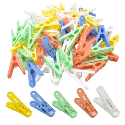 Imagen de 60 Pinzas de Colores para la Ropa, Toallas, pequeñas Cesta molas Roupa, Toallas Playa，Pinzas Ropa，Cesta Ropa