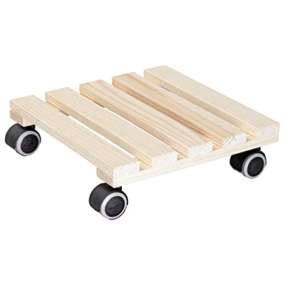 Imagen de Wagner Soporte con Ruedas para Plantas PALETTI 29 x 8 cm I Base de Interiores Madera Maciza Certificado FSC®, Natural Capacidad Carga 100 kg 20043701