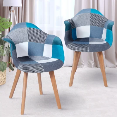 Imagen de IDMarket Juego de 2 sillas comedor escandinavas SARA con diseño mosaico azul