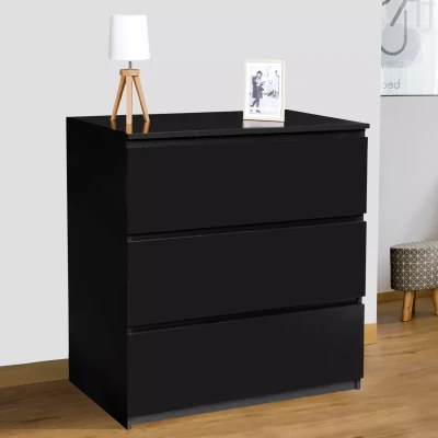 Imagen de Arcón de 3 cajones, diseño en madera negra