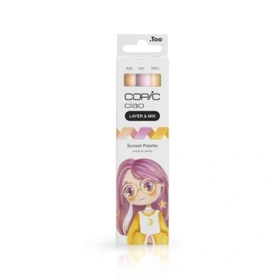 Imagen de COPIC Ciao LAYER &amp; MIX «Natural Palette», set de rotuladores 3 colores diferentes, rotulador punta mediana y pincel.