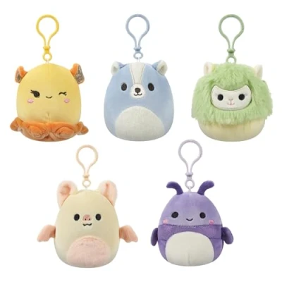 Imagen de Squishmallows Peluche original de 3.5 pulgadas con clip, paquete 5 oficial Jazwares ultrasuave