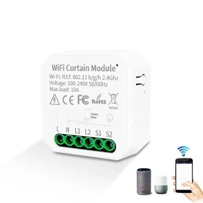 Imagen de Interruptor de persiana inteligente Alexa WiFi Tuya para persianas, temporizador motor persiana, compatible con Google Assistant Smart Life App mando a distancia solo 2,4 GHz (1)