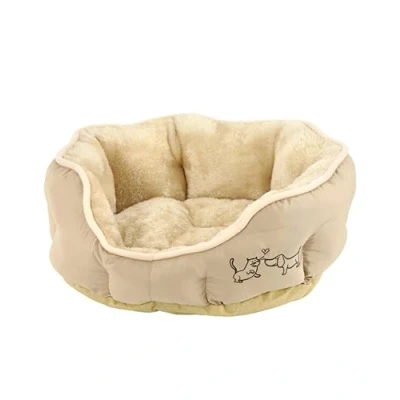 Imagen de Dehner Cama para Perros y Gatos Sammy, Ovalada, Aprox. 57 x 52 14 cm, poliéster, Beige