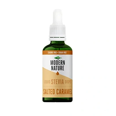 Imagen de Modern Nature Gotas de Stevia Líquida Sabor Caramelo Salado 50ml Edulcorante Natural, Sin Azúcar, Calorías, Keto Sustituto del Azúcar y Jarabe Café