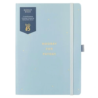 Imagen de Busy B Libro de presupuesto Azul nube Planificador mensual con prácticos bolsillos para guardar recibos y presilla bolígrafo