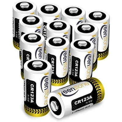 Imagen de CR123A 3V Litio, Keenstone 1600mAh CR17345 Baterías Desechables de Litio 12 Piezas para Alarma, Linterna, Sensores, Cámara (No Arlo)
