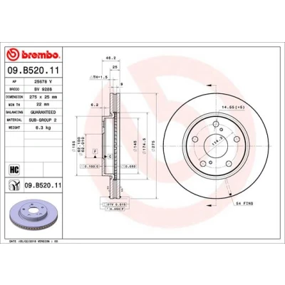 Imagen de Disco de freno BREMBO 09.B520.11