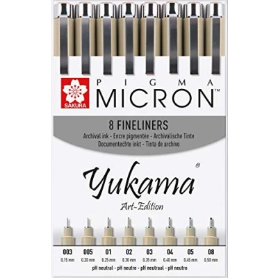 Imagen de Yukama Sakura Pigma Art Edition 8 Micron 003 08 Rotulador de punta fina, color negro