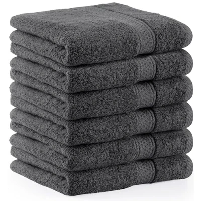 Imagen de Utopia Towels Juego de 6 Toallas Mano (50 x 100 cm), Toalla Manos Altamente Absorbentes con Gancho, 100% Algodón (Gris)