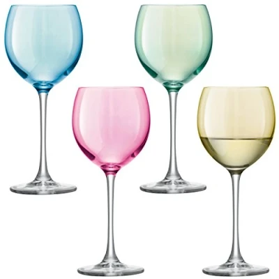 Imagen de LSA International Copa de Vino, Polka, Surtido, 400ml, Cristal, Blanco (Pastel), 4 Unidad (Paquete 1),