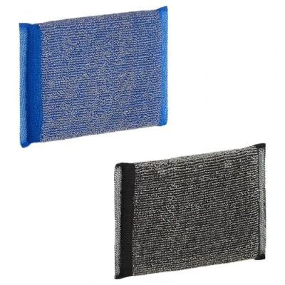 Imagen de MAYA Estropajo INOX. para Cocina y Acero Inoxidable. Limpia sin Rayar. No Deja Restos de Fibras. Dimensiones 13x9 cm. Pack 2 Estropajos (Azul Negro)
