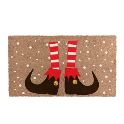 Imagen de ROCKING GIFTS Felpudo Antideslizante Entrada Puerta de Casa Fibra Coco Elfo Navidad 70x40 cm