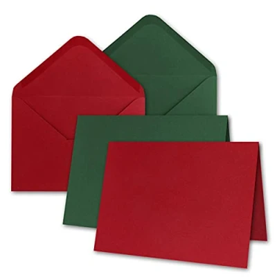 Imagen de Juego de 20 tarjetas invitación B6 y sobres en rojo verde Gustav Neuser C Line