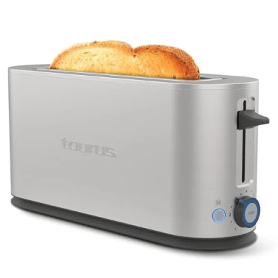 Imagen de Taurus Tostador Mytoast Legend 1000W Acero Inoxidable Ranura Extra Grande 260x42 mm 7 Niveles de Tostado Funciones Descongelar, Recalentar y Cancelar Bandeja Recogemigas Extraíble