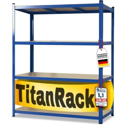 Imagen de KARAT estantería para cargas pesadas XXL, azul, 200 x 180 60 cm, de almacenamiento garaje, sótano y taller, sin tornillos, ancha, o