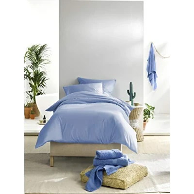 Imagen de de Witte Lietaer Olivia Juego Cama satén algodón Peinado Calidad, Serenity Blue, 140 x 200, 2