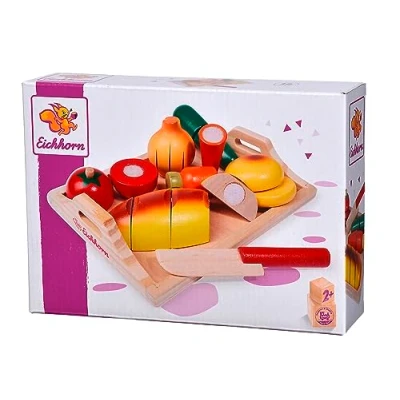 Imagen de Eichhorn Tabla Alimentos y Cuchillo, Set de Juguetes Madera para Niños a Partir 2 Años Madera, 25 x 14 3,5 cm