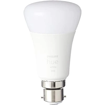 Imagen de Philips Hue Paquete de 2 bombillas LED inteligentes color blanco [Bayonet Cap B22] 806 lúmenes (equivalente a 60 W) Funciona con Alexa, Asistente Google, Apple Homekit.