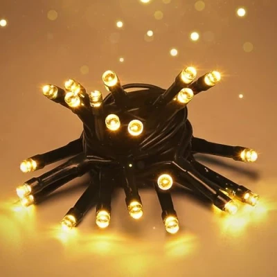 Imagen de SALCAR Cadena de luces LED para exteriores, batería 2 m, 20 LED, árbol Navidad impermeable, interiores y Navidad, jardín, fiestas, blanco