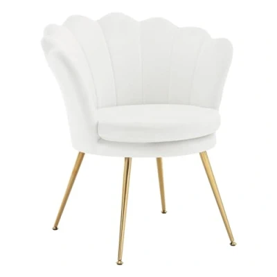 Imagen de WOLTU Sillón Lounge, Butacas de Salón, Sillon Relax con Patas Metal Chapa Dorada, Silla Terciopelo Dormitorio, Tocador y Recepción, Blanco, Carga 150 kg, SKS49ws