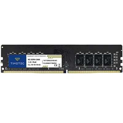 Imagen de Timetec 8GB DDR4 2666MHz PC4 21300 Non ECC Unbuffered 1.2V CL19 1Rx8 Single Rank 288 Pin UDIMM Desktop PC Computer Memory RAM Module Upgrade (8GB)